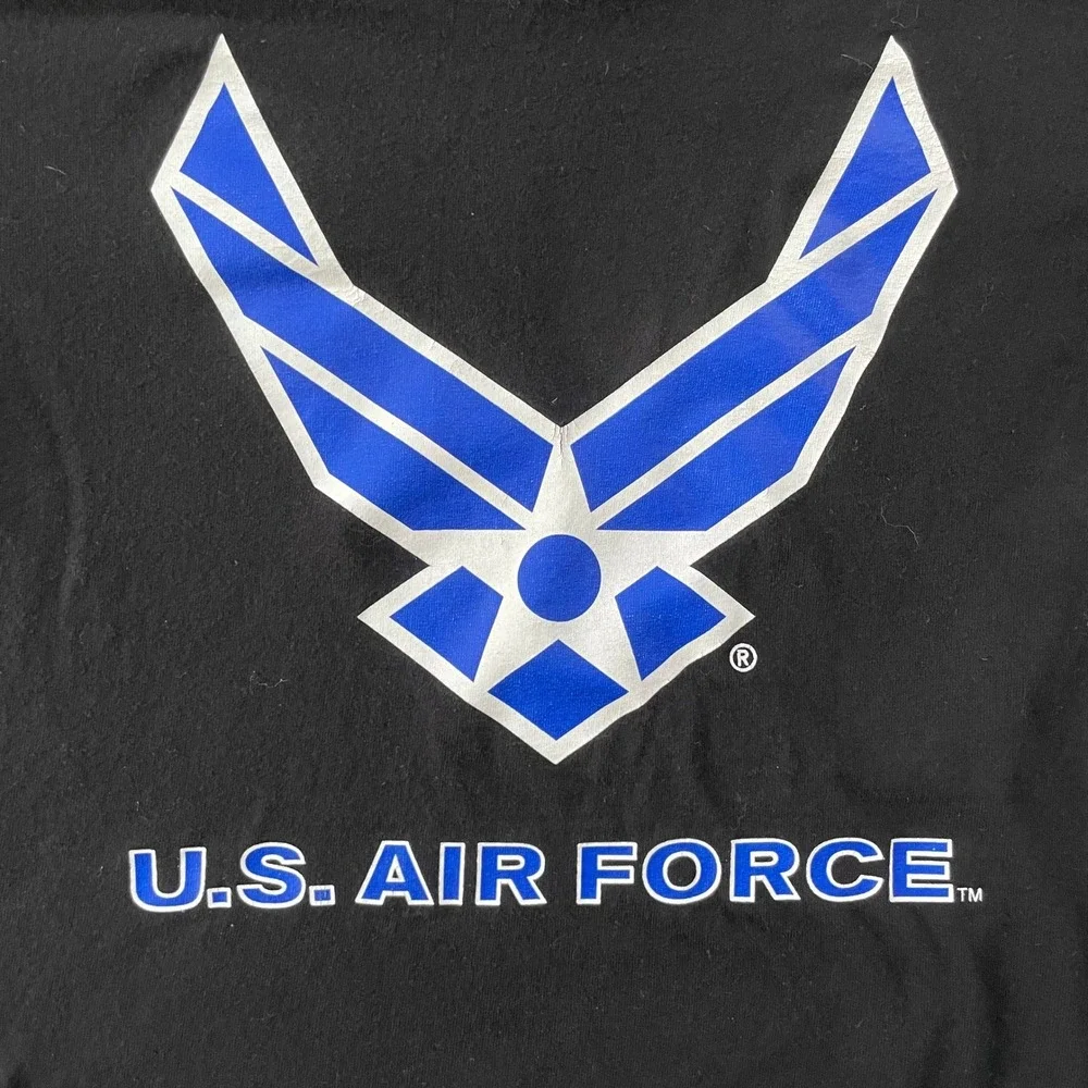 Bayside U.S.‎ Air Force T-Shirt Mens Small Black Graphic Short Sleeve USA Made